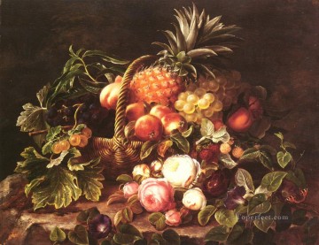 ヨハン・ラウレンツ・ジェンセン Painting - デンマークの静物画バスケットの花ヨハン・ラウレンツ・ジェンセンの花